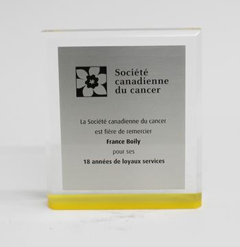Image de Sur mesure - Trophée Acrylique - Société Canadienne du Cancer