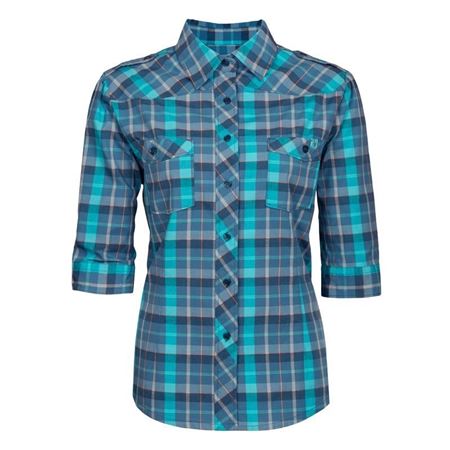 Image de chemise de travail en coton manche 3/4 Pilote et filles bleu
