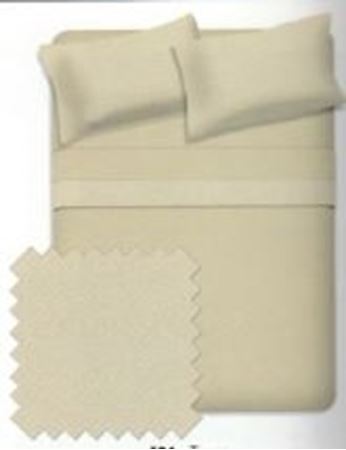 Image de Ens. de draps anti-boulochage en micro molleton taupe pour lit double