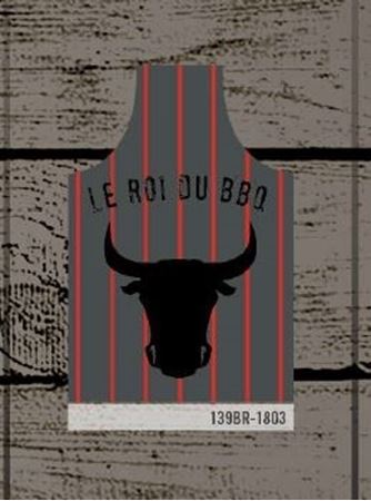 Image de Tablier gris charcoal à rayures rouges Roi du BBQ | 139BR-1803