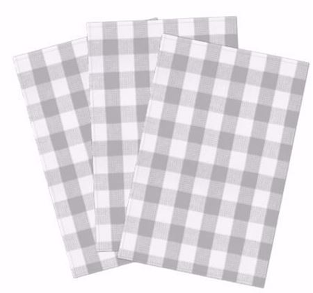 Image de Linges à vaisselles gaufrés  carreaux gris 3/ paquets 19 x 29