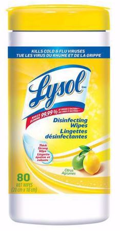 Image de Lysol lingettes désinfectantes citron 80/pot