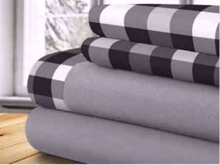 Image de Draps thérapeutique  gris avec motifs à carreaux 100% polyester