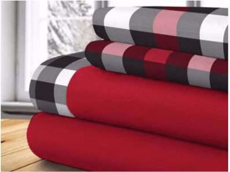Image de Draps thérapeutique  100 % polyester rouge avec motifs à carreaux